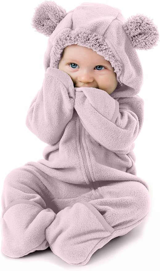 Cuddle Club Fleece Baby Bunting Bodysuit with Hood, Convertible Mittens & Booties, Car Seat Friendly, Soft & Warm, Easy Zip