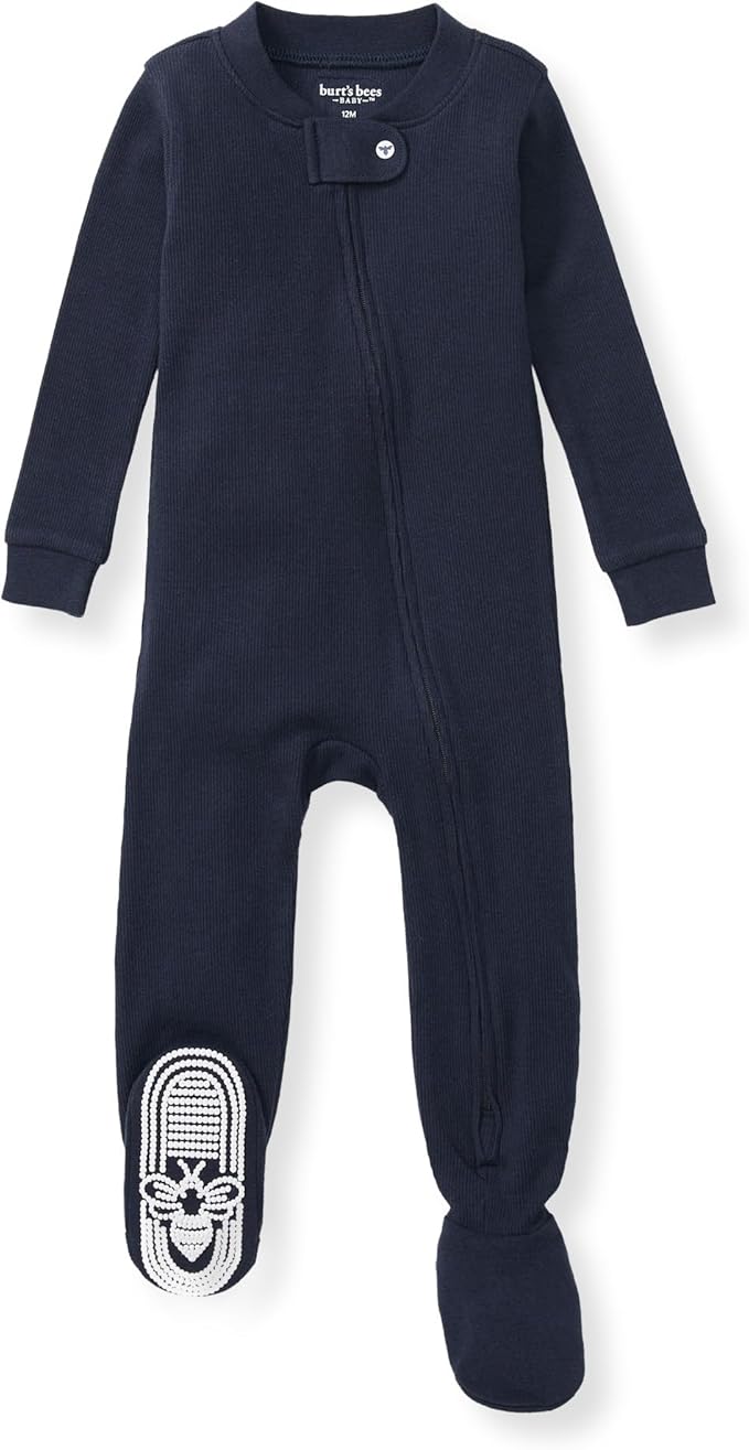 Burt's Bees Baby baby-boys Sleeper Pjs, 100% Organic Cotton, One-piece Footie, Zip Up Jumpsuit, Snug Fit Pajamas