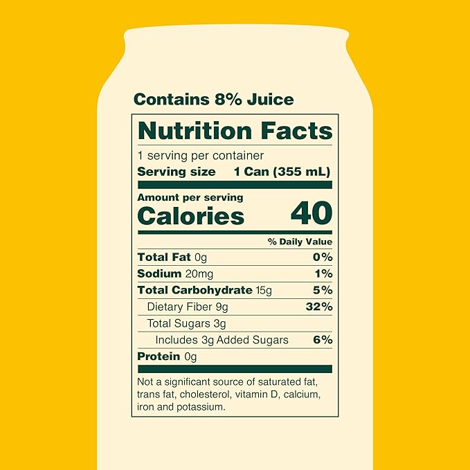 OLIPOP Prebiotic Soda Pop, Ginger Lemon, A New Kind of Soda Packed with Prebiotics, Fiber, and Botanicals, Gluten Free, Vegan, GMO Free, 12oz (12-Cans)