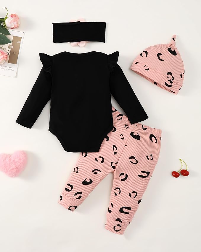 Renotemy Newborn Baby Girl Clothes Outfits Infant Romper Ruffle Floral Pants Cute Toddler Baby Girl Clothes Set