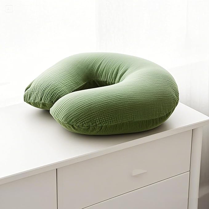 Muslin Nursing Pillow Covers, 2 Pack, Soft & Adorable Slipcovers with Zipper Closure, 100% Cotton Covers for Breastfeeding Pillows (Leaf, Green)