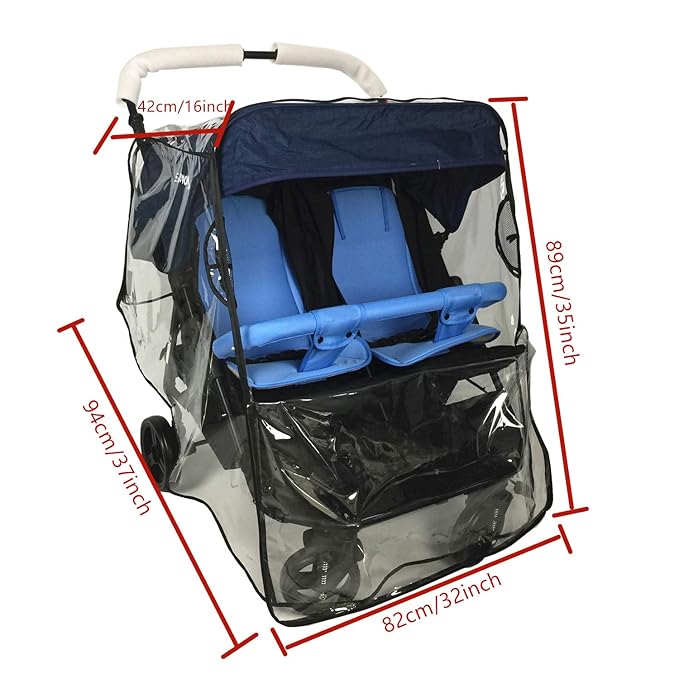 Stroller Rain Cover,Universal Rain Cover for Side by Side Baby Stroller, Double Stroller Cover for Rain and Wind,Baby Outdoor Activities Accessories.