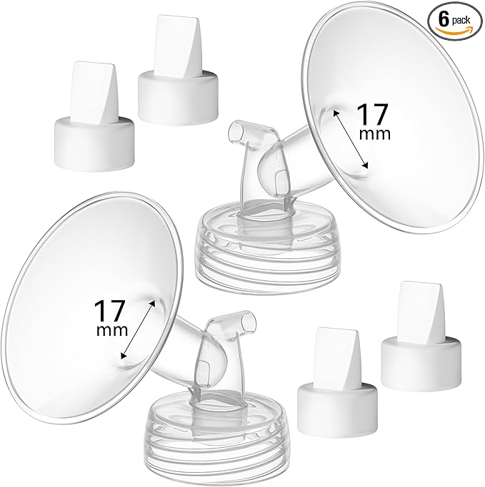 17 mm Flange Compatible with Spectra S2 S1 9 Plus Ameda MYA Motif Luna Cimilre Breast Shield, Duckbill Valves Replacement, Replace Wide Mouth Flange