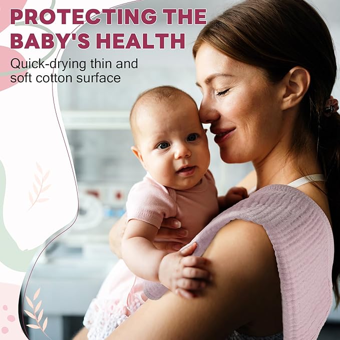 Tallew 8 Pack Baby Burp Cloth Sets with Muslin Burps and Bibs Washable Reusable Waterproof Soft Rags for Unisex Newborn Toddler Baby Boys and Girls Drooling Teething, 20 x 10 Inch(Dark Pink)