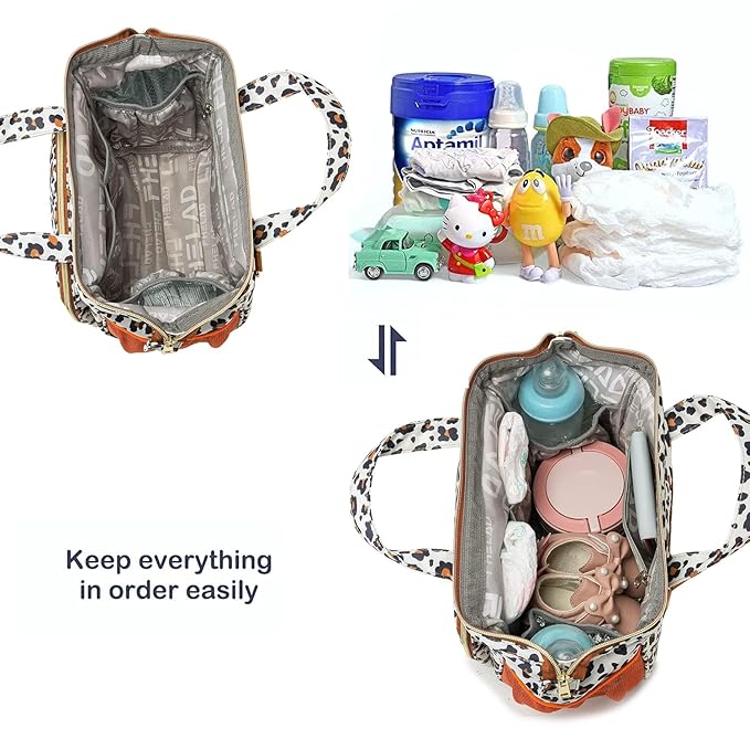 Small Diaper Backpack, Leopard Print Insulated Diaper Bag, Multiple Pockets Stroller Accessory, Comfortable Handle for Moms, Stylish Pañaleras para Bebe, Perfect Baby Carrier Bag