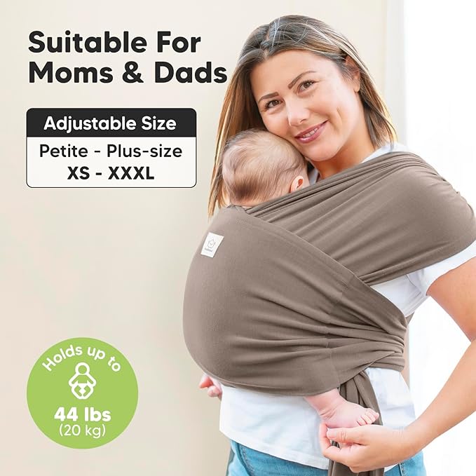 KeaBabies Baby Wrap Carrier Ring Sling - Easy to Wear, Adjustable D-Lite Baby Carrier Newborn to Toddler, Infant Carrying Shirt, Hands Free Bonding, Breathable Fabric Wearing Wrap (Copper Gray)