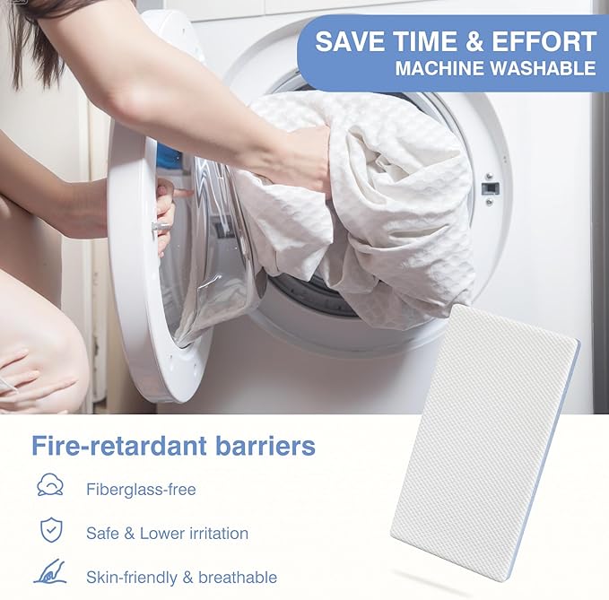 Dual-Sided Comfort Baby and Toddler Crib Mattress with Cool Gel Memory Foam, Triple-Layer Breathable Premium Baby-Mattress for Infant and Toddler with Removable Outer Cover -White&Blue