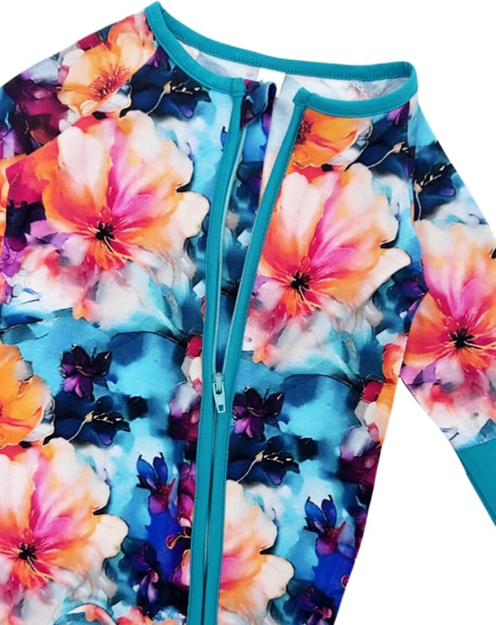 Bow Dream Bamboo Rayon Baby Boy Romper Footed Long Sleeve Footies Newborn Girl Clothes Footless with Zipper and Mitten Cuffs