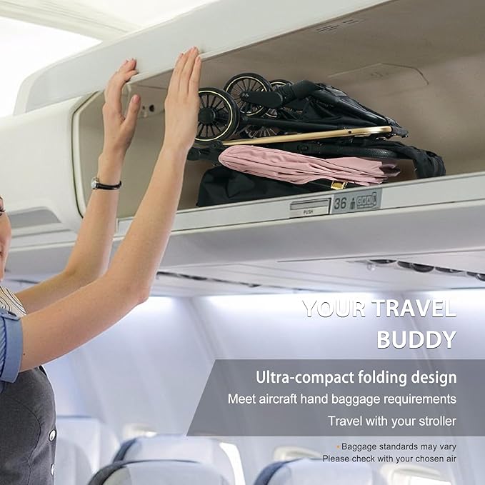 Lightweight Baby Stroller,Ultra Compact & Airplane-Friendly Travel Stroller, One-Handed Folding for Toddler, Only 13lbs,with Sleep Shade, Oversize Basket (Pink)