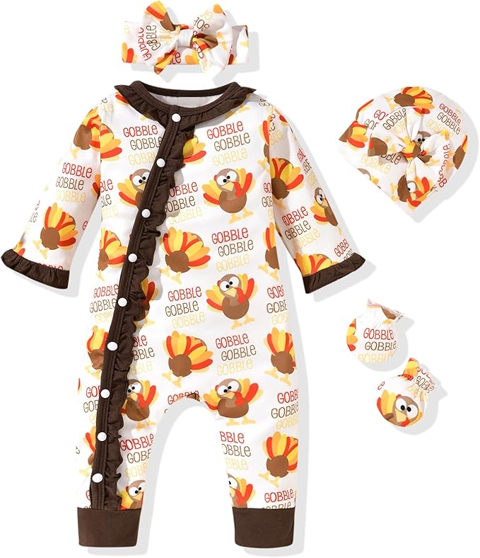 Aalizzwell Baby Girls Romper Outfit Fall Winter Clothes with Accessories