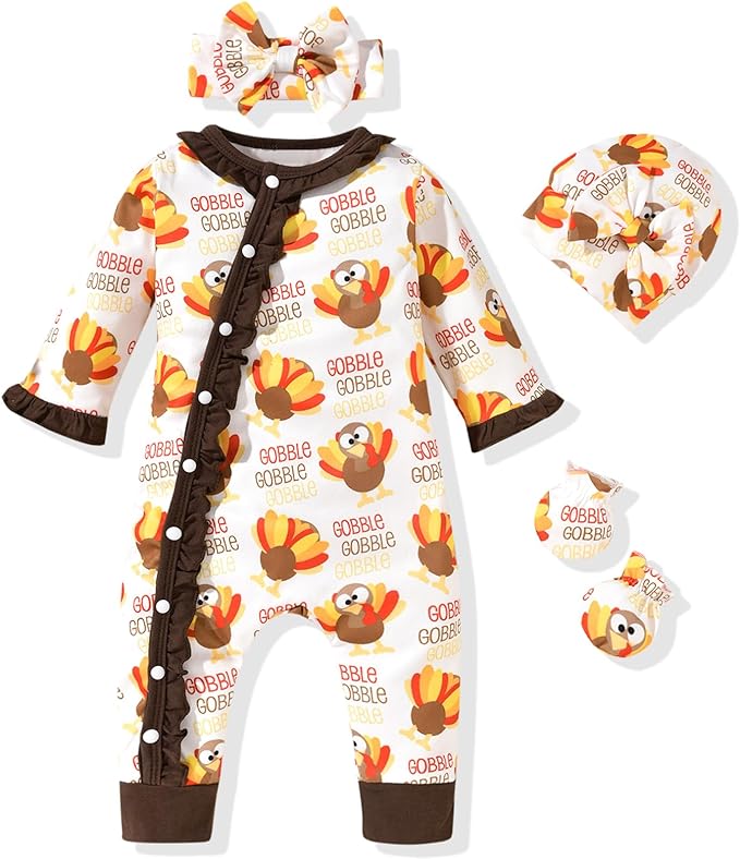 Aalizzwell Baby Girls Romper Outfit Fall Winter Clothes with Accessories