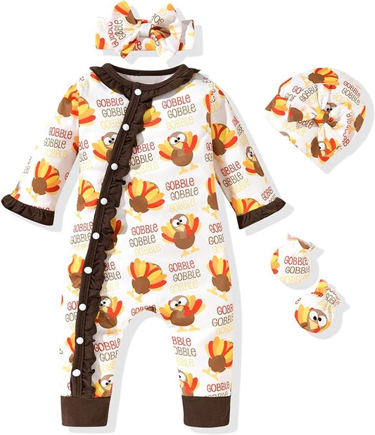 Aalizzwell Baby Girls Romper Outfit Fall Winter Clothes with Accessories