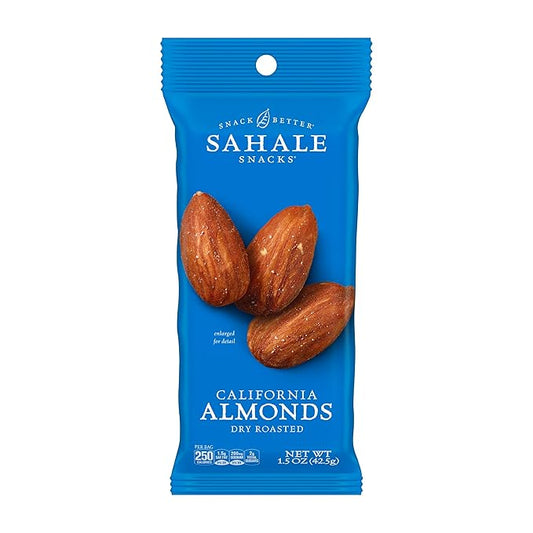 Sahale Snacks California Dry Roasted Almonds, 1.5 oz Grab & Go Bags (18 Packs) - Dry-Roasted Almonds with a Touch of Sea Salt - Non-GMO, Kosher, & Certified Gluten-Free Snacks