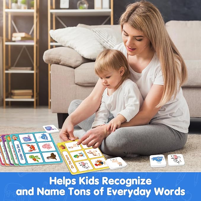 EAMAY Building Language and Matching Games Set with 6 Sorting Mats and 36 Everyday Objects Pieces Special Education Classroom,Sorting Toys for Toddlers 1-3