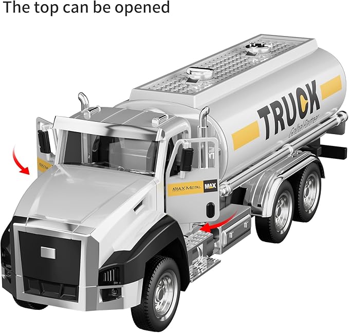 TEMI 3 Pack of Diecast City Transport Vehicles, Garbage, Tanker, Express Delivery, 1/50 Scale Metal Collectible Models With Opening Doors for Boys and Girls