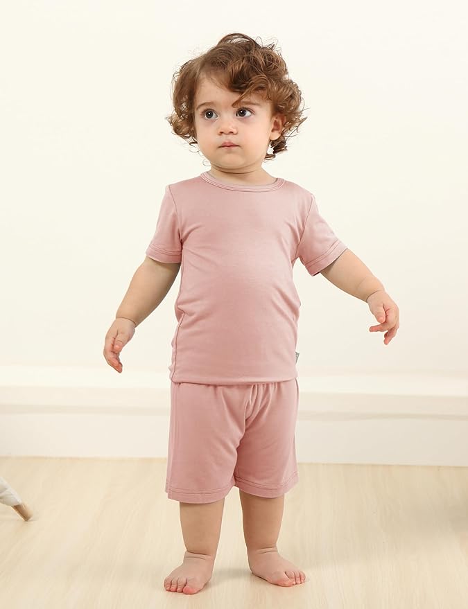 Jimonda Toddler Kids Girls Boys Pajamas Sets Soft Comfy Jammies Tencel Solid Raglan Sleepwear Pajamas Pjs 2pcs Set 18M-8Y