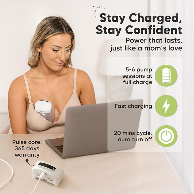 KeaBabies Hands Free Breast Pump Wearable, Portable - With Full Set Soft Silicone Flange Inserts, 3 Modes & 9 Strong Suction Levels, Pulse S10 Pro Quiet Double Electric Breastfeeding Pumps, 2-PK (Zen)