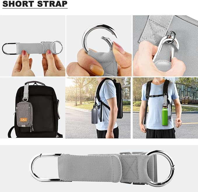 Elastic Jacket Gripper with D-Ring Hook and Buckle, ZINZ D-Ring Hook Baggage Suitcase Straps Belts Travel Accessories, Makes Your Hands Free
