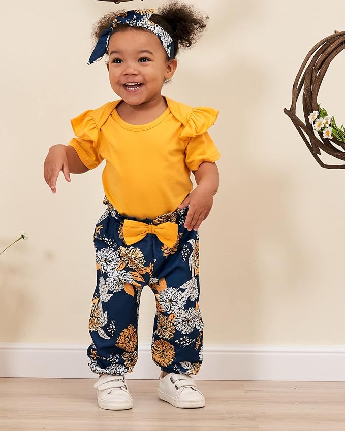 Infant Baby Girl Clothes Newborn Girl Outfit Long Sleeve Romper Pants Set Cute Baby Clothes for Girls Fall/Winter