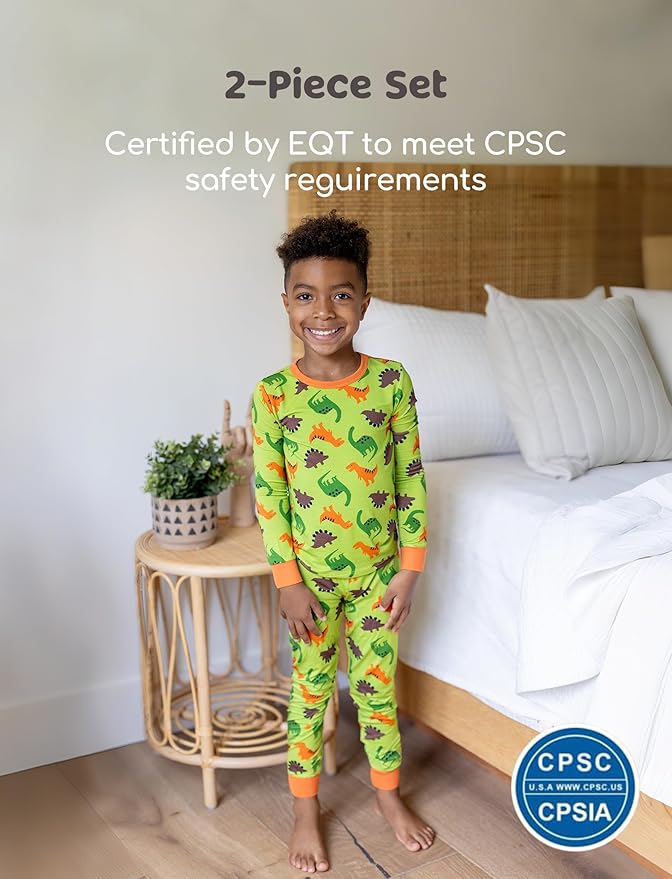 PATPAT Bamboo Viscose Pajama Sets for Toddler Boys & Girls Baby Kids, Ultra-soft Snug fit Pjs Sleepers for Birthday Holiday