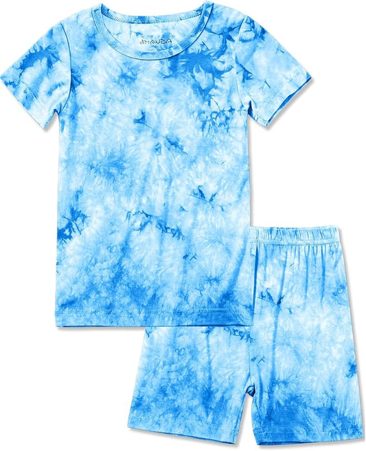 Jimonda Baby/Toddler Soft Sleepwear Short sleeve Kids Cool Pajama Outdoor 2-Piece Shirt&Shorts Casual sets Tie Dye PJ