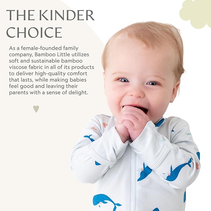 Bamboo Little Soft Baby Footie Pajamas, Baby Clothes, Newborn Sleepers, 95% Viscose and 5% Spandex, 0-24 Months