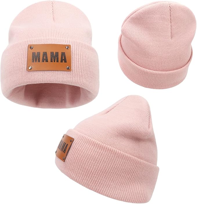 Parent-Child Beanie Hat,Mother & Baby Daughter/Son Winter Warm Knit Hat,Kids Soft Beanie Cap