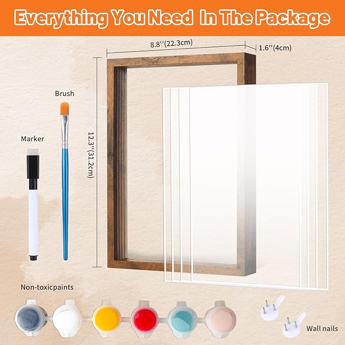 Family Handprint Kit, DIY Craft Keepsake Frame, Personalized Hand Print Ornament, Home Decor,Family Gifts for New Parents, Grandparents, Father's Day, Mother's Day, Anniversary, Christmas (Brown)