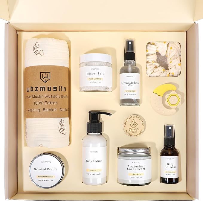 New Mom Gifts for Women, 11 Luxury New Mom Care Package After Baby, Pregnancy Gifts for Expecting Mom to Be, Postpartum Gifts Basket with New Baby Essentials for Baby Shower, First Time Mommy