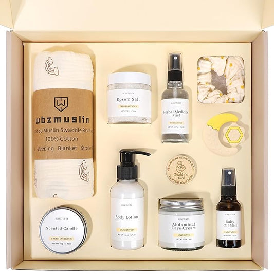 New Mom Gifts for Women, 11 Luxury New Mom Care Package After Baby, Pregnancy Gifts for Expecting Mom to Be, Postpartum Gifts Basket with New Baby Essentials for Baby Shower, First Time Mommy