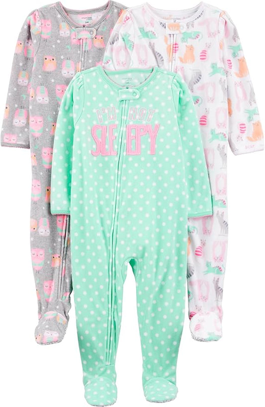 Simple Joys by Carter's girls Loose-Fit Flame Resistant Fleece Footed Pajamas