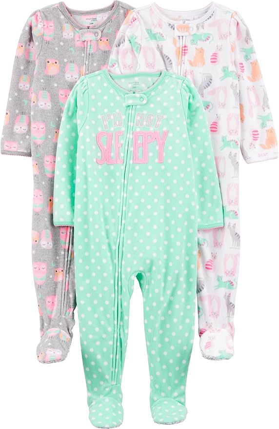 Simple Joys by Carter's girls Loose-Fit Flame Resistant Fleece Footed Pajamas