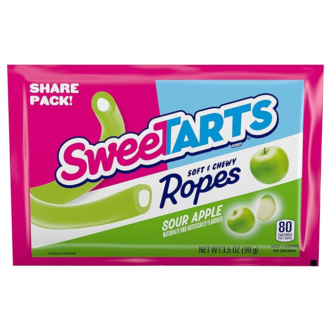 SweeTARTS Ropes, Candy, Sour Apple, Soft and Chewy, 3.5 oz (Pack of 12)