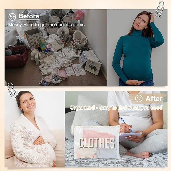 3pcs Hospital Bag Organizing Pouches for Labor and Delivery, Maternity Essentials Diaper Bag Organizer for Mom Travel - Beige/White