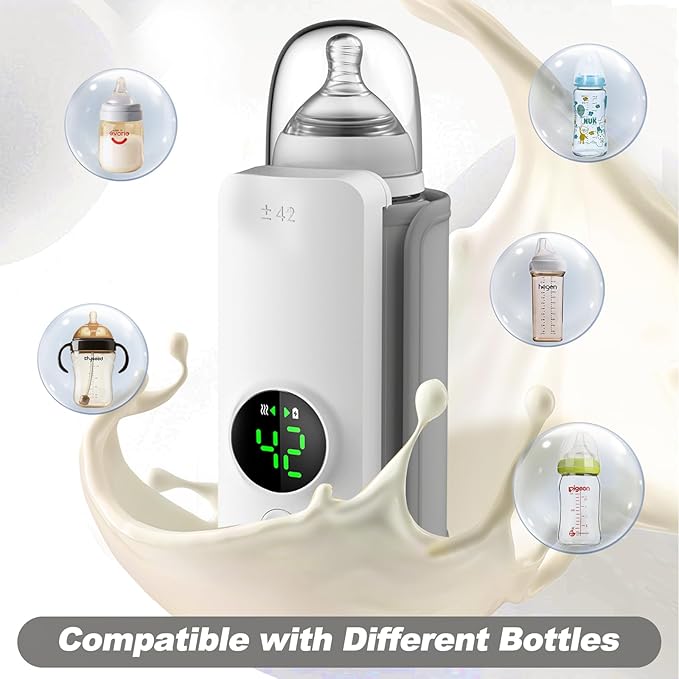 Portable Bottle Warmer for Travel-Fast Heating & Keep Warming Up to 5H, 6-Speed Precise Temperature Control,Keep Formula Nutrition,Lifesaver for Parents On The Go