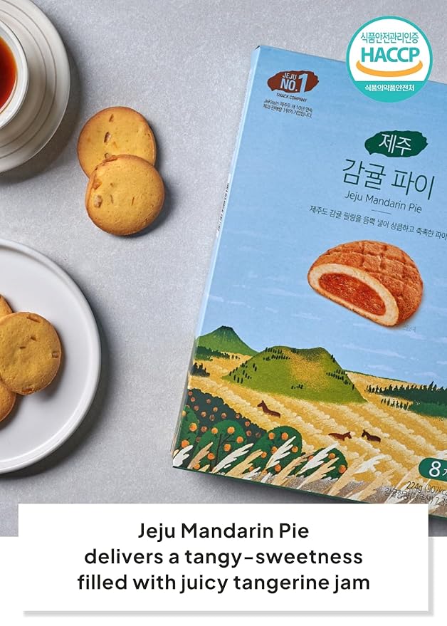 Korean Food JEKISS Jeju Island Tangerine Pie (7.90oz, 8ea) from Jeju Island, Korean Dessert, Korean Snack, gift from Korea, Individually packed