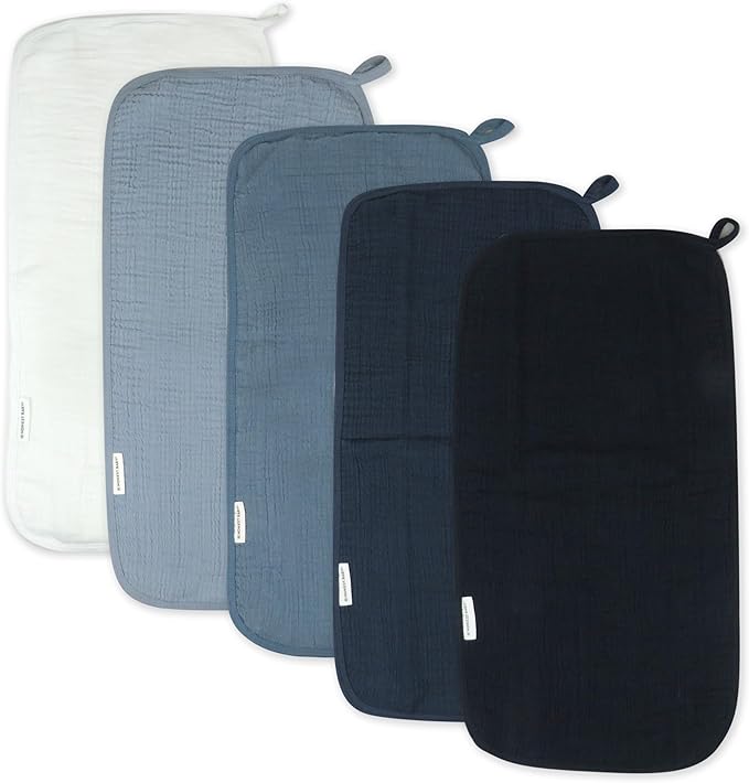 HonestBaby Multipack Woven Burp Cloths Soft Absorbent Multi-layered 100% Organic Cotton Infant Baby Boys, Girls, Unisex, Ombre Blues, One Size