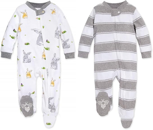 Burt's Bees Baby Baby Girls Pajamas, Zip Front Non-Slip Footed Sleeper Pjs, 100% Organic Cotton
