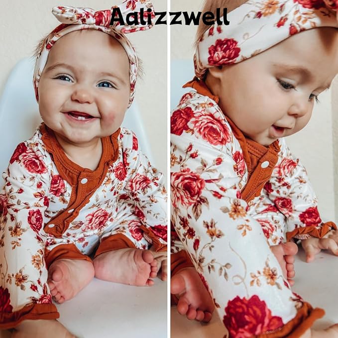 Aalizzwell Baby Girls Romper Outfit Fall Winter Clothes with Accessories
