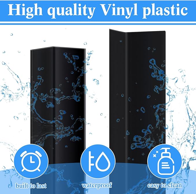 Sasylvia 10 Pcs Wall Corner Protector Guards, Vinyl 2-3/8 x 48 Inches Corner Trim Molding, Avoid Scratching Scuffs, Ease Install and Cleaning for Door Countertop Furniture Cabinet Protection, Black