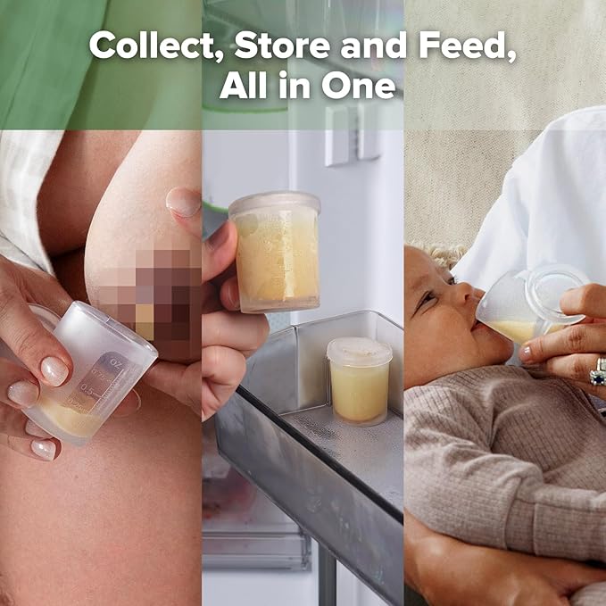 haakaa Silicone Measuring & Feeding Cup 25ml/2pcs(Pre-sterilised), Leakproof & Reusable, 3-in-1 Colostrum Collection Cup for Collect, Store & Feed, Include Cleaning Brush