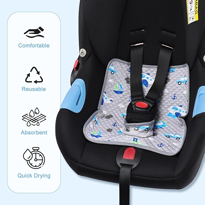 Car Seat Protector for Potty Training, 2 Pack Waterproof CarSeat Liner Toilet Training for Baby Infant Toddler, Dry Seat Piddle Pads Cover for Strollers (Grey)