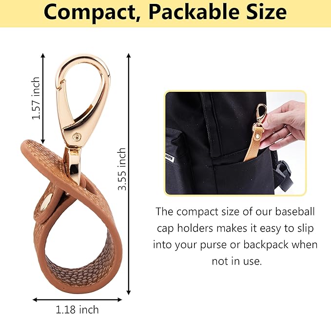 Hat Clip for Travel, Hands-Free Bag, Backpack, Purse, and Hiking Gear Clip-on Holder Strap for Baseball, Snapback, and Ponytail Caps