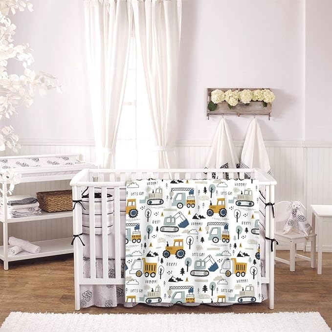Baby Blanket Truck for Boy Girl Childish Excavator Newborn 30x40 Inch Toddler Infant Nursery Throw Blankets Double Layer Comfy Soft Plush Stroller Crib Quilt
