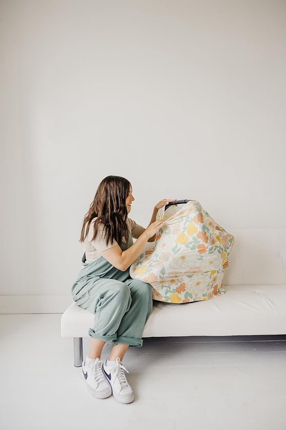 Copper Pearl Multi-Use Cover: Car Seat Covers, Nursing Cover, and Stroller Cover for Sun - Stretchy Fabric, All-Season Use, Stylish Designs, Easy Access for Moms - Rose