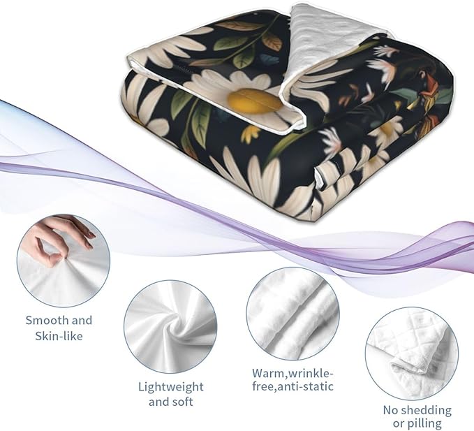 Baby Blanket Daisy Butterfly Vintage for Boy Girl Newborn 30x40 Inch Toddler Infant Nursery Throw Blankets Double Layer Comfy Soft Plush Stroller Crib Quilt