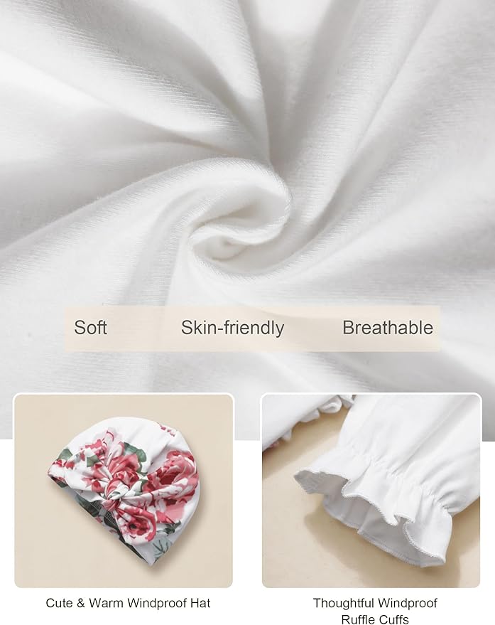 AGAPENG Newborn Girl Clothes Ruffle Letter Print Romper Infant Bell Bottom Jumpsuit Boho Baby Girl Clothes with Headband Hat