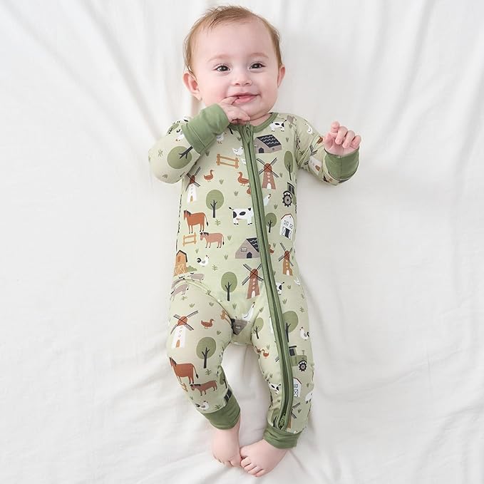 pureborn Baby Boys Girls Sleeper Snug Fit Viscose from Bamboo Pajamas 0-24 Months
