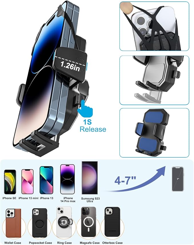 woleyi Gooseneck Spin Bike Phone Mount, Handlebar Clip Cell Phone Holder for Exercise Bicycle, Stationary Cycling, Stroller, Gym Treadmill, Mic Stand for iPhone 16 Pro Max/15/14/13/12, All Smartphones