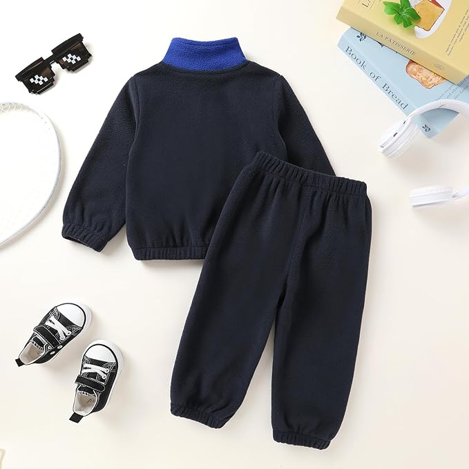 YOUNGER TREE Toddler Boy Girl Clothes Fleece Fall Winter Outfit Baby Long Sleeve Button Sweatshirt and Pants Sweatsuits Set